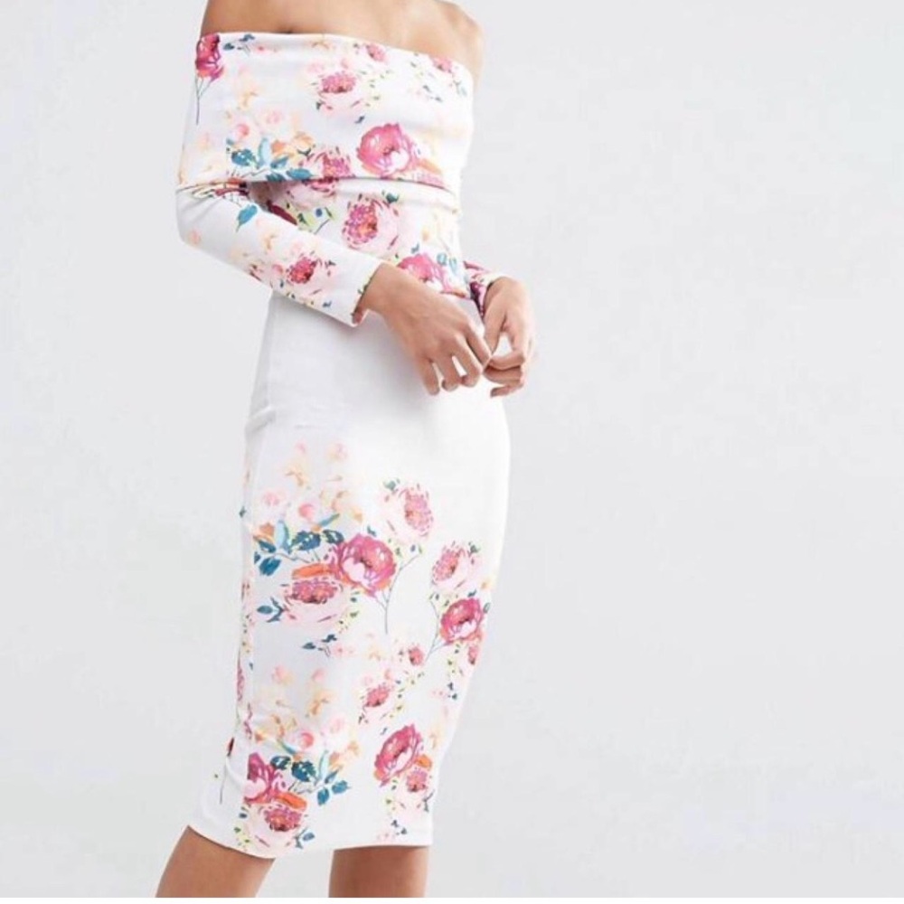 Asos Off-Shoulder midi Floral Dress - Picture 3 of 11